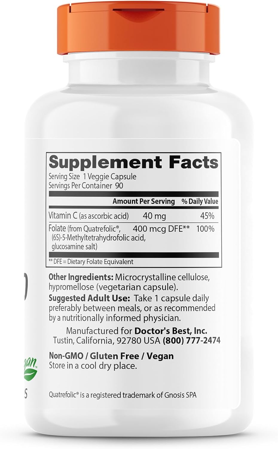 Pack of 6 Doctors Best Folate 400 90vc - Bulk Savings Available