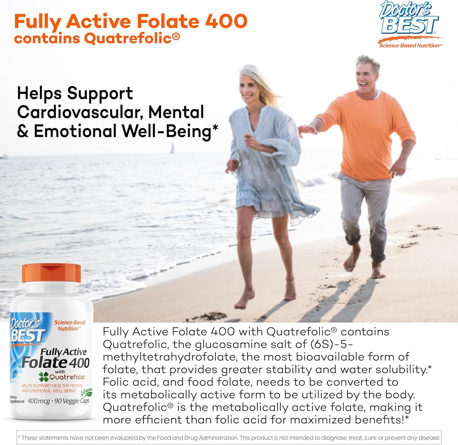 Pack of 6 Doctors Best Folate 400 90vc - Bulk Savings Available