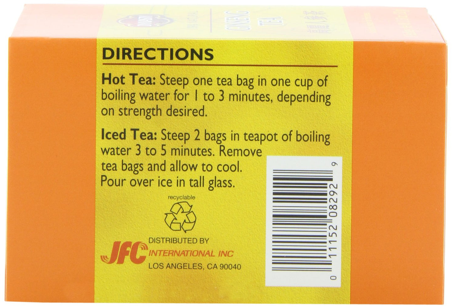 Pack of 6 Dynasty Tea Ginseng Bags, 1.13-Ounce Each