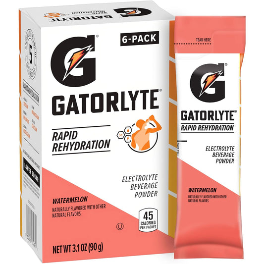 Pack of 6 Gatorlyte Powder Watermelon 16.9oz - Hydration Drink Mix for Athletes