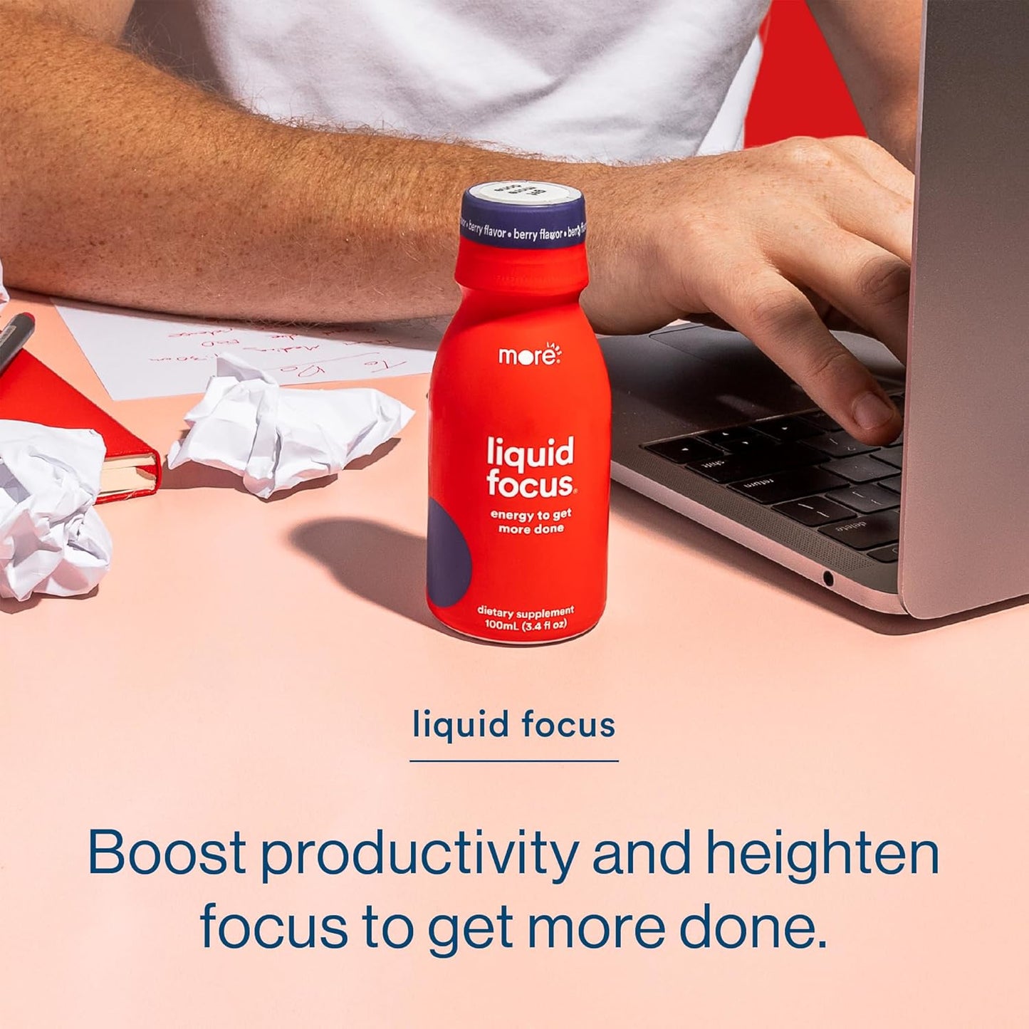 Pack of 6 More Labs Liquid Focus Nootropic Smart Drinks with Antioxidants & Adaptogenic Herbs for Energy & Concentration