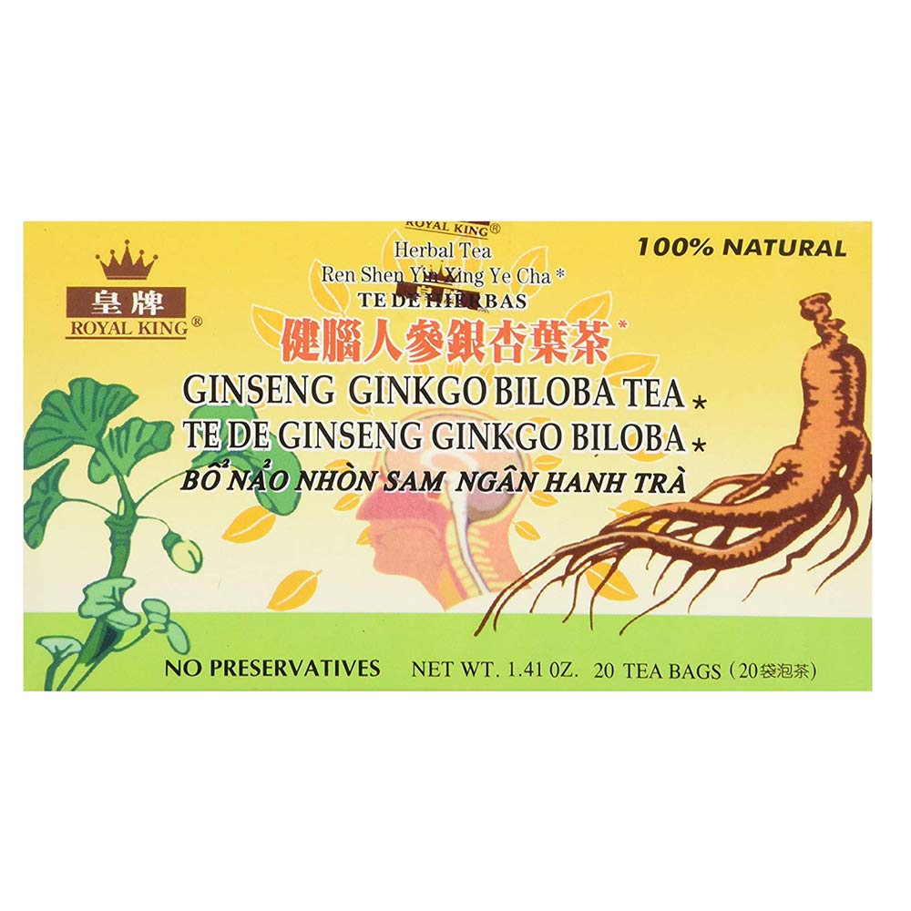 Pack of 60 Royal King Ginseng Ginkgo Biloba Tea Bags