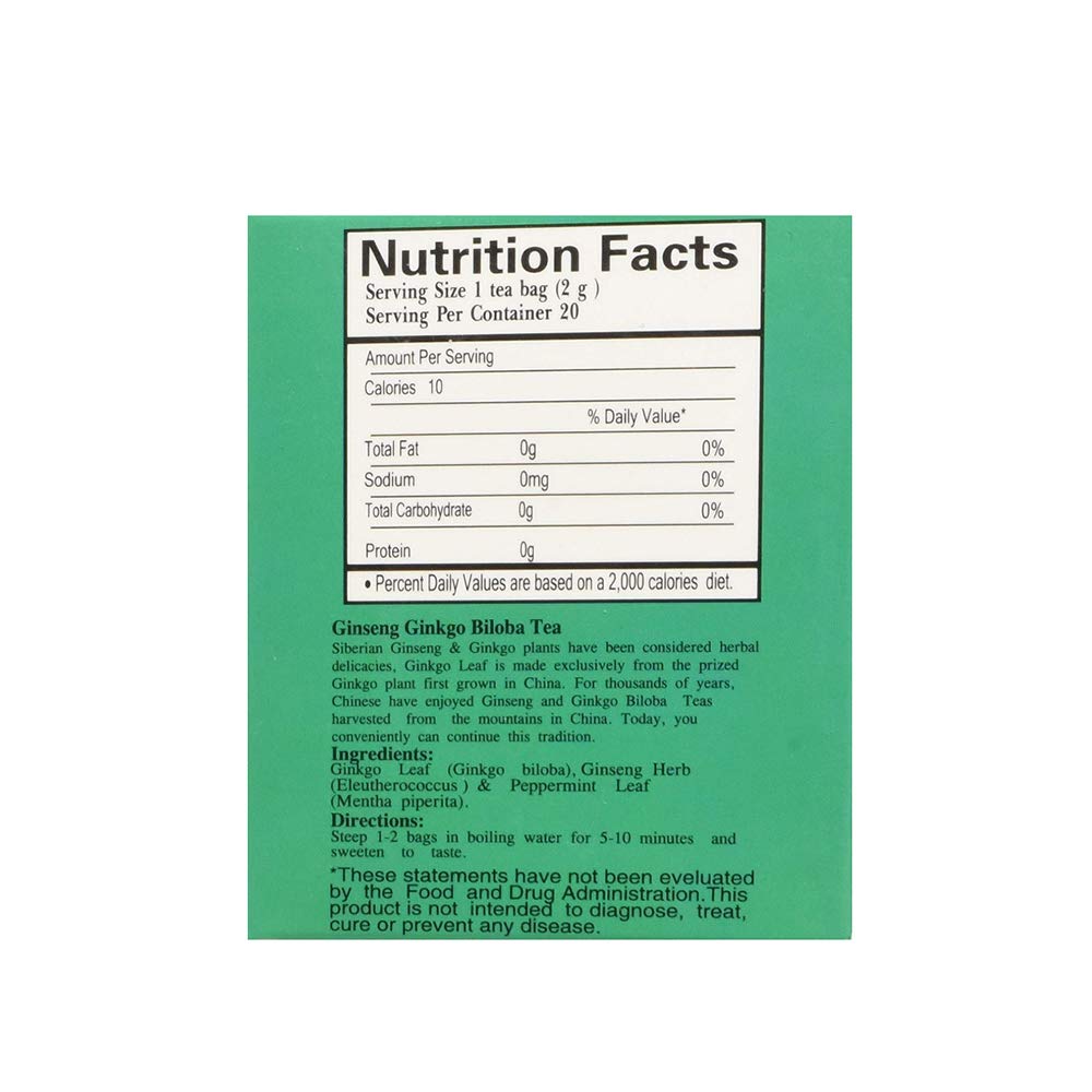 Pack of 60 Royal King Ginseng Ginkgo Biloba Tea Bags