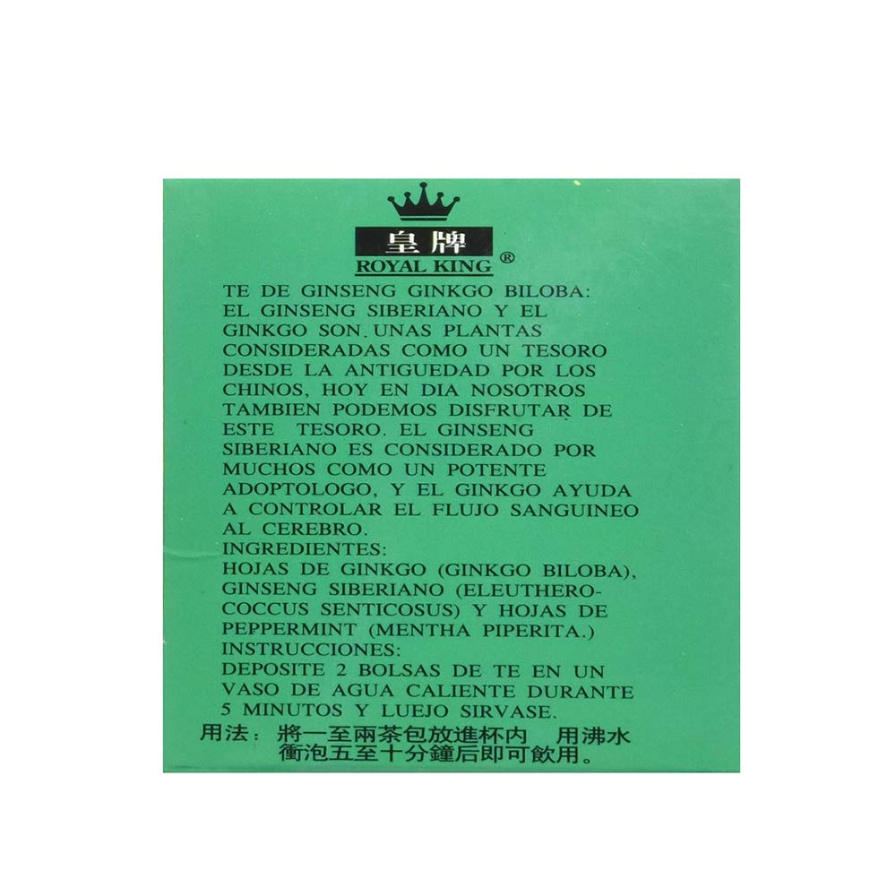 Pack of 60 Royal King Ginseng Ginkgo Biloba Tea Bags