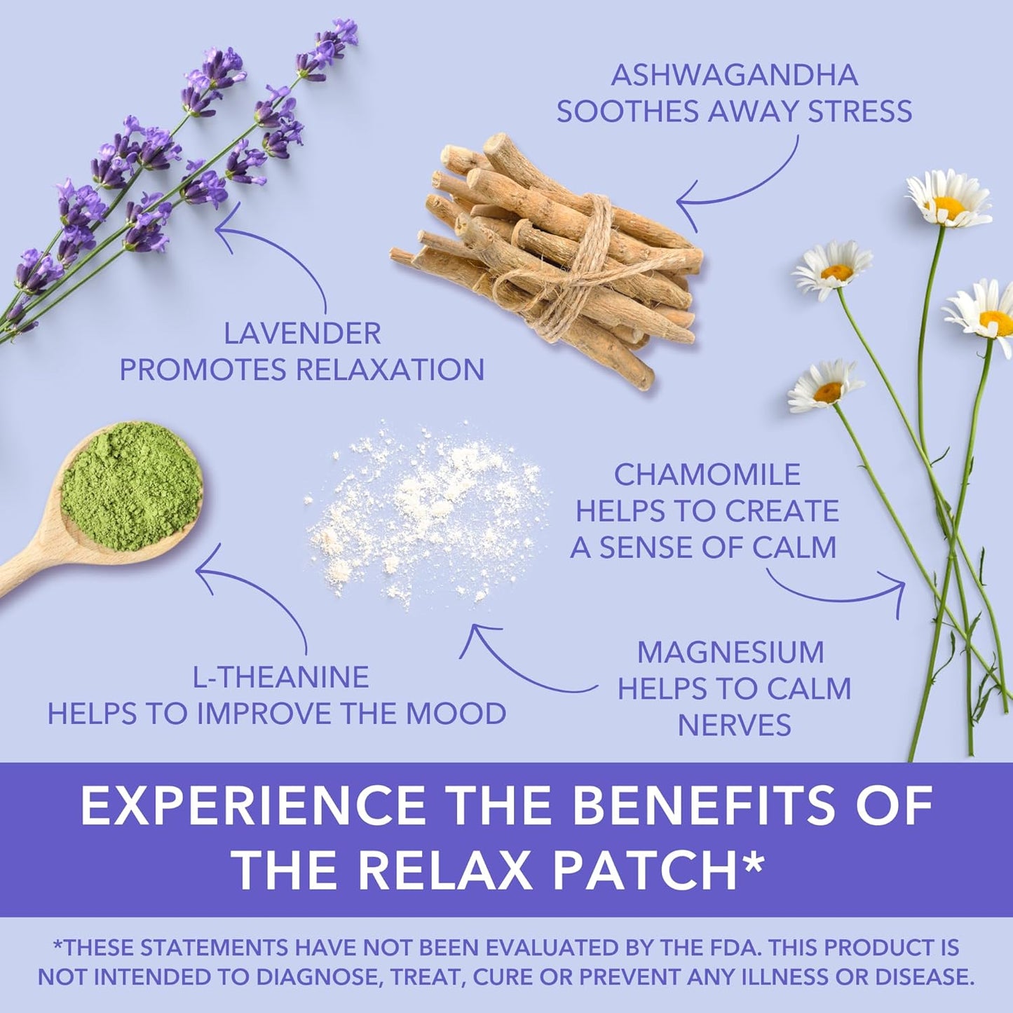 Pack of 8 Laki Naturals Relax Patches with Natural Plant-Based Ingredients for Stress Relief and Better Sleep