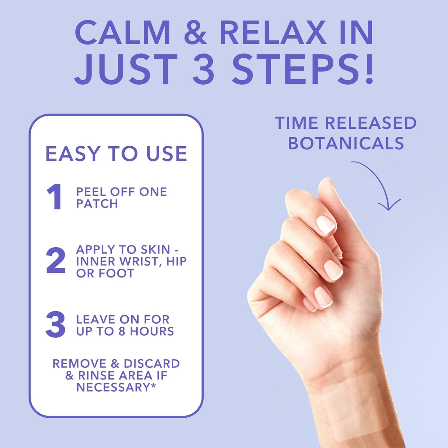 Pack of 8 Laki Naturals Relax Patches with Natural Plant-Based Ingredients for Stress Relief and Better Sleep