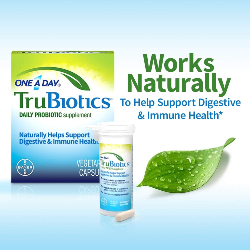 Pack of 90 TruBiotics Daily Probiotic Capsules - Gluten Free Digestive + Immune Support Supplement for Men and Women