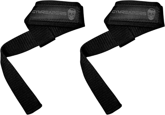 Padded Neoprene Lifting Wrist Straps for Weightlifting, Bodybuilding, Powerlifting - 18 inch Cotton - Gymreapers