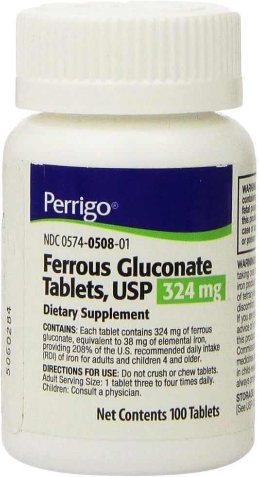 Paddock Laboratories INC Ferrous Gluconate 324mg Tablets - 100 Count