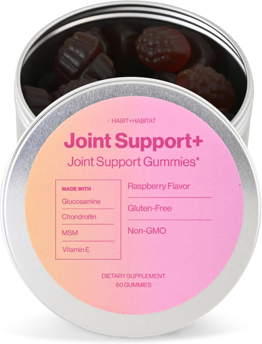 Pain Relief Joint Support Gummies with Glucosamine, Chondroitin, MSM, Vitamin E - Raspberry Flavored 60 Gummies