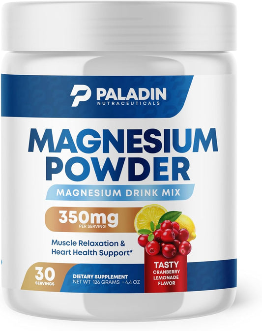 Paladin Nutraceuticals Magnesium Citrate Powder for Relaxation, Muscle & Heart Support - Cranberry Lemonade Flavor - 30 Servings