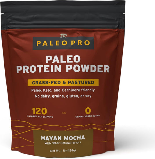 PaleoPro Protein Powder: Gluten, Dairy, Whey, and Soy Free, Hormone-Free Grass-Fed Beef, Mayan Mocha Flavor, 1lb/454g