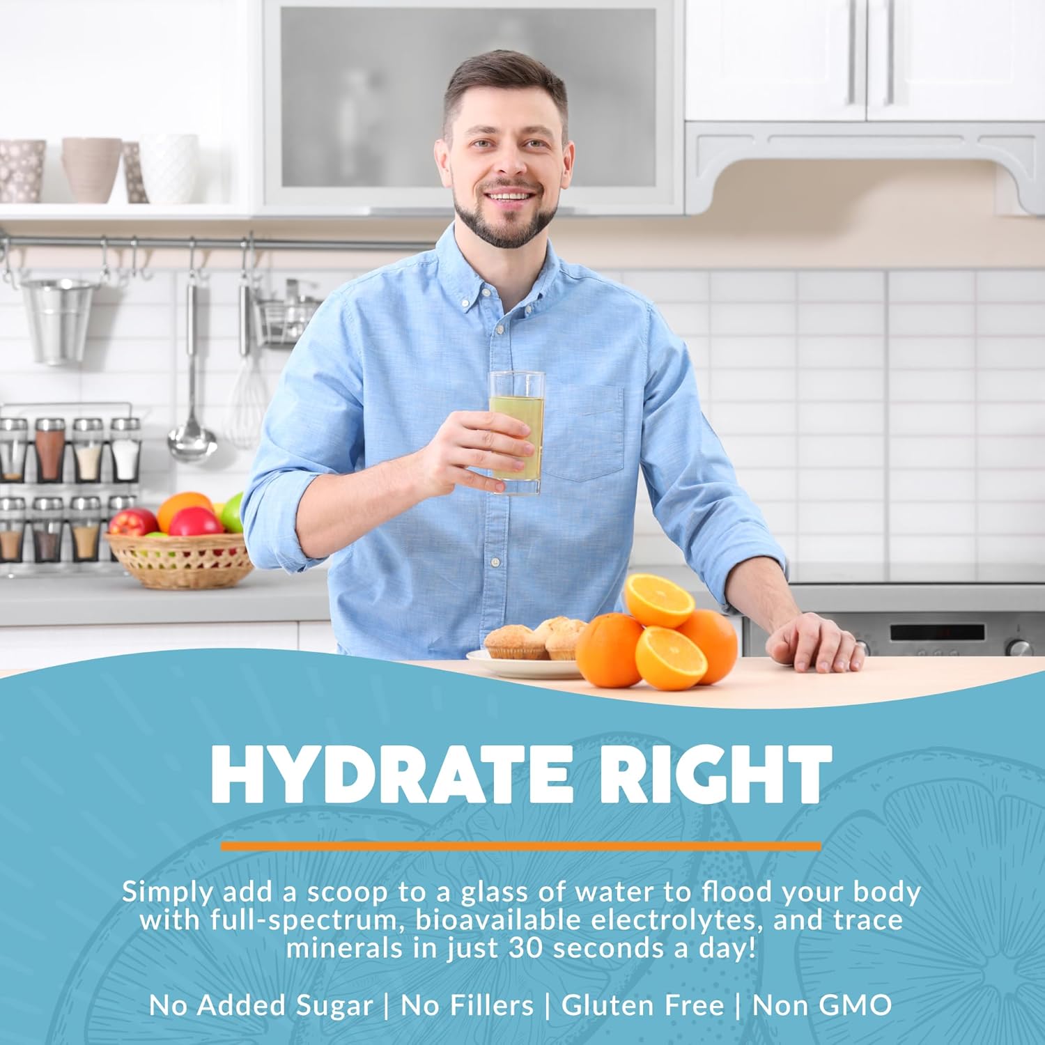 Paleovalley Full Spectrum Orange Electrolyte Powder - Hydration, Energy, Muscle Recovery - No Sugar - 28 Servings