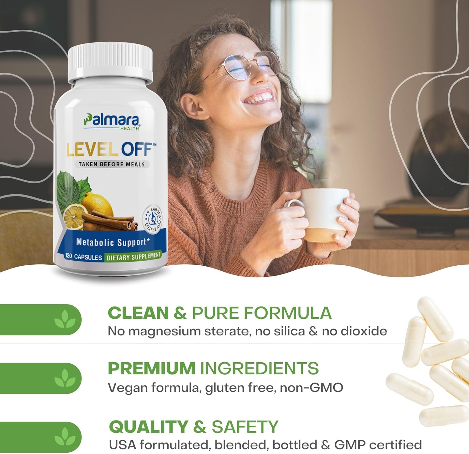 Palmara Health Spike Control Supplement - 120 Capsules, 60 Servings, Vegan, Non-GMO, Gluten-Free.