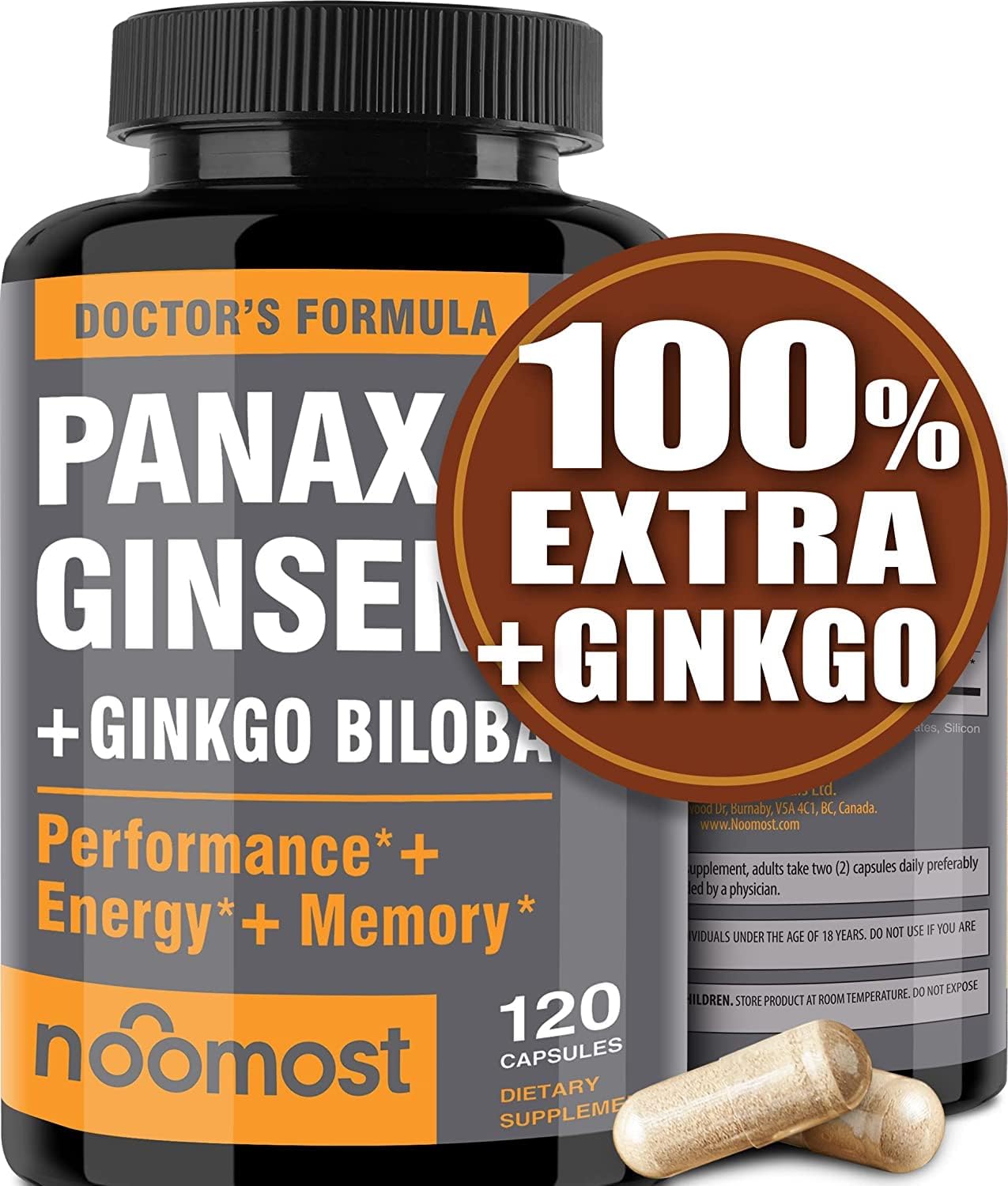 Panax Ginseng Brain Booster Supplement by NooMost - Cognitive Support Formula