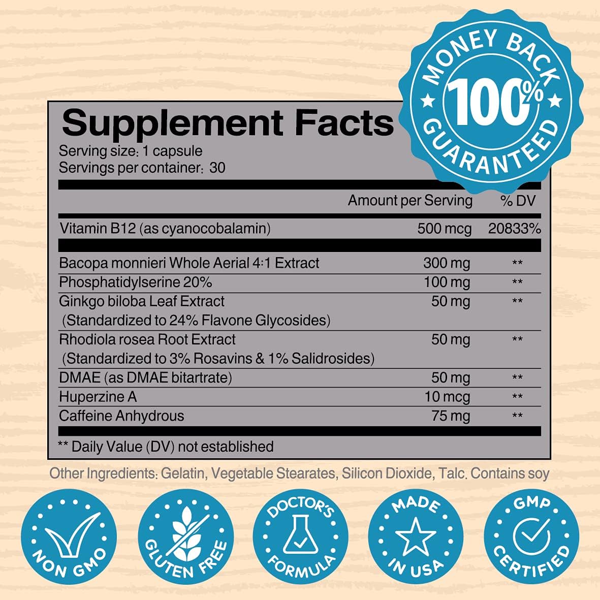Panax Ginseng Brain Booster Supplement by NooMost - Cognitive Support Formula