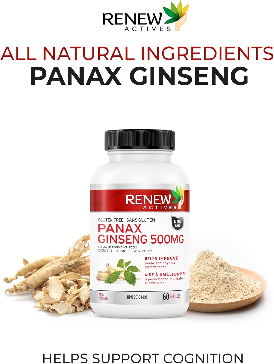Panax Ginseng Capsules for Adults - Improve Physical & Cognitive Health, Increase Energy, Enhance Mental Clarity, Boost Performance - 60 Capsules