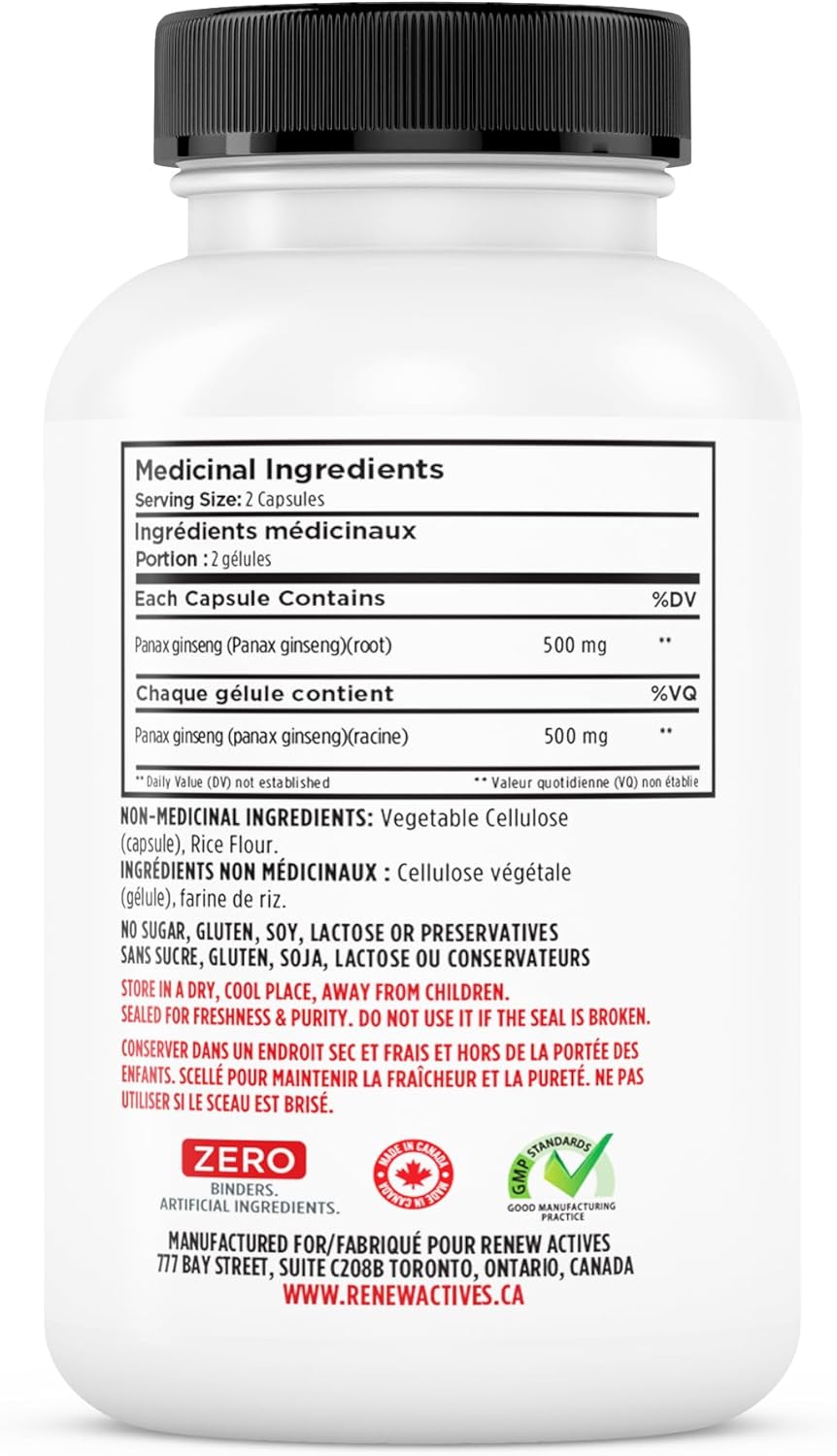 Panax Ginseng Capsules for Adults - Improve Physical & Cognitive Health, Increase Energy, Enhance Mental Clarity, Boost Performance - 60 Capsules