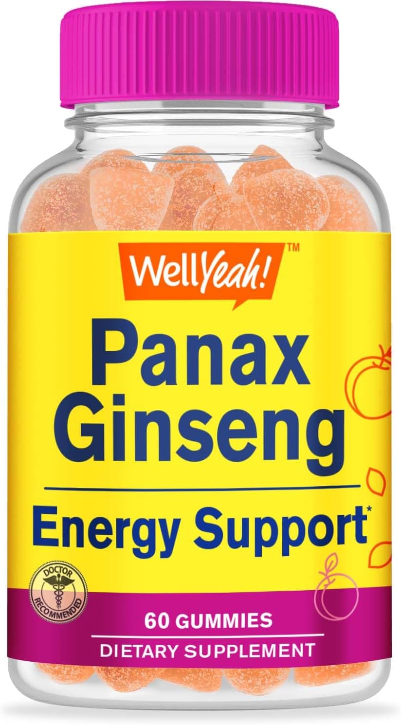 Panax Ginseng Gummies - 96mg Extract per Serving - Non-GMO, Natural Flavors, Vegan, Gluten-Free - 60 Count