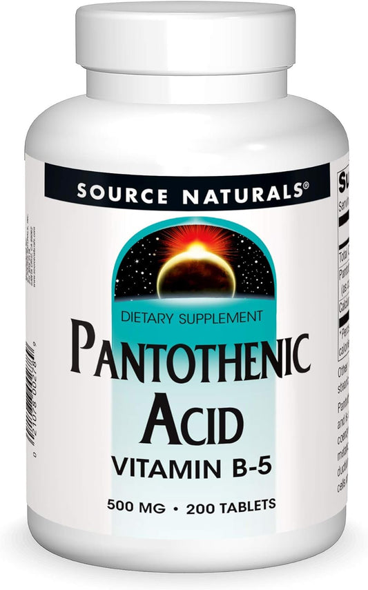 Pantothenic Acid 500 mg Vitamin B-5 Supplement - 200 Tablets by Source Naturals