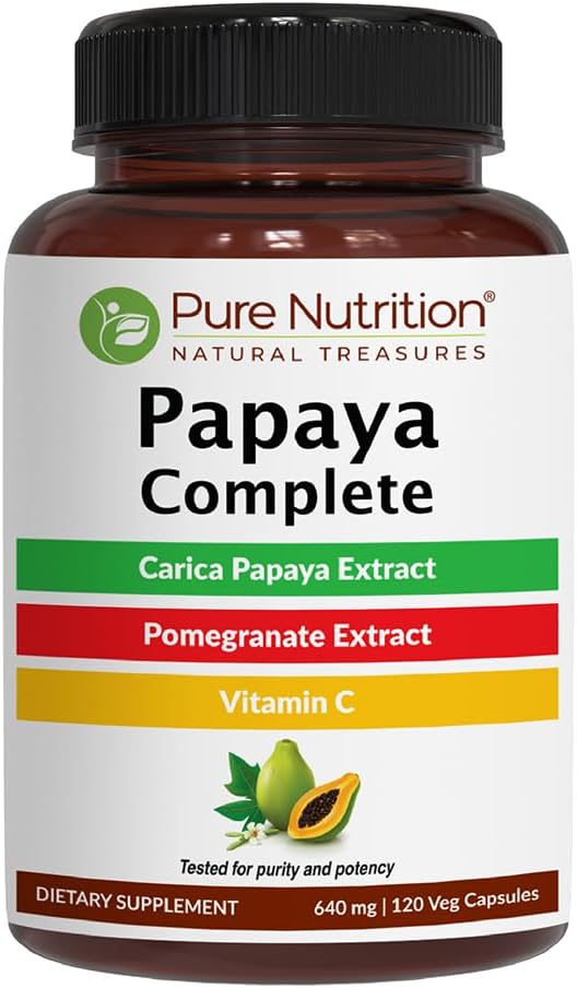 Papaya Complete Supplement - 120 Veg Capsules | Supports Platelet Immunity & Digestion | 500mg Papaya Extract per Capsule | 120 Day Supply