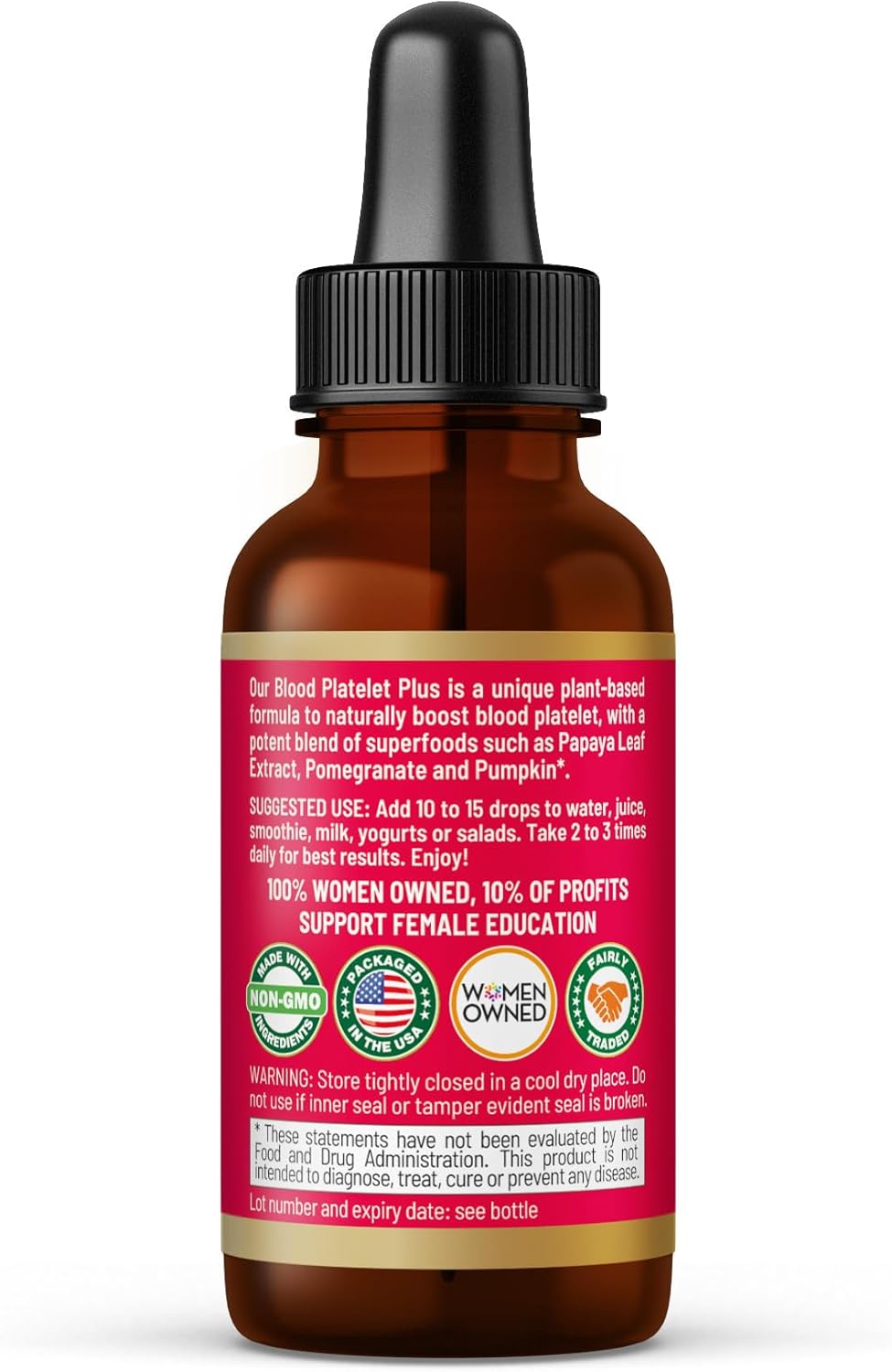 Papaya Leaf Blood Platelet Liquid Tincture Supplement - 1oz Bottle - Natural Blood Platelet Boost, Immune Support, Bone Marrow Health - USA Made