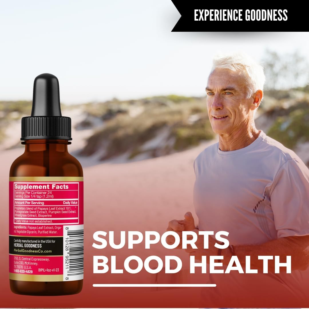 Papaya Leaf Blood Platelet Liquid Tincture Supplement - 1oz Bottle - Natural Blood Platelet Boost, Immune Support, Bone Marrow Health - USA Made