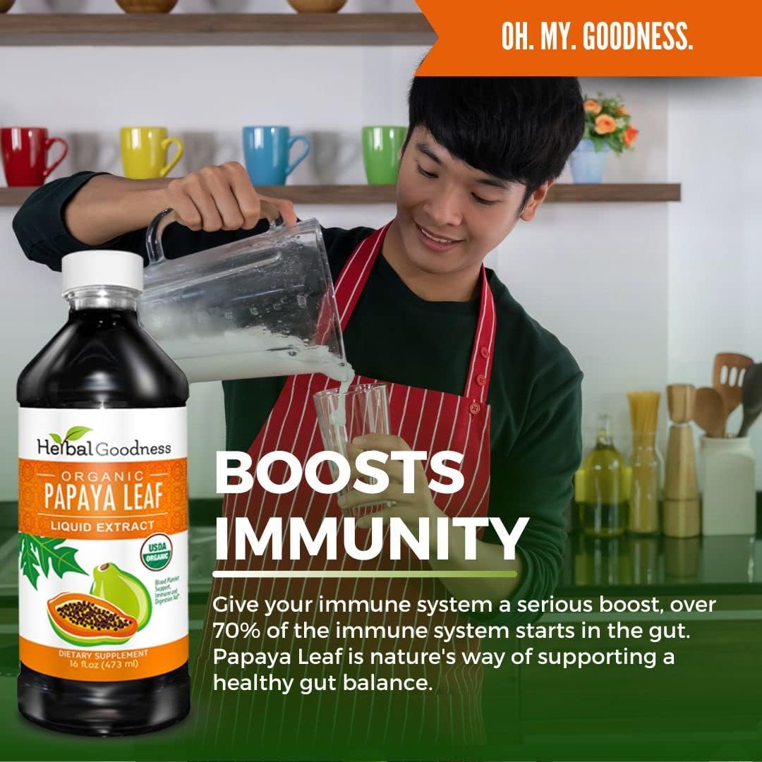 Papaya Leaf Extract Combo Pack - Digestive & Blood Support, 2 Units, 12oz & 16oz, Non GMO, Herbal Goodness