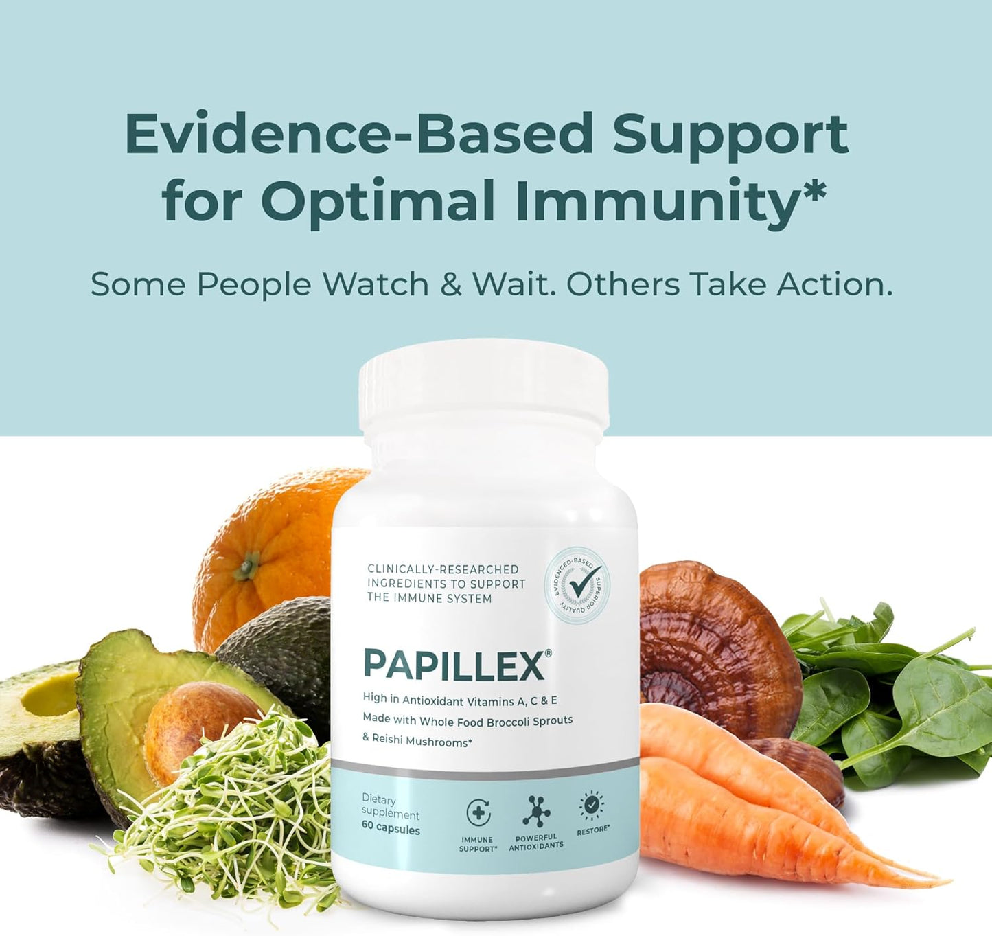 Papillex Dietary Supplement Tablets - Natural Immune Support - Defense Booster - Organic 60 Capsules (6 Pack)
