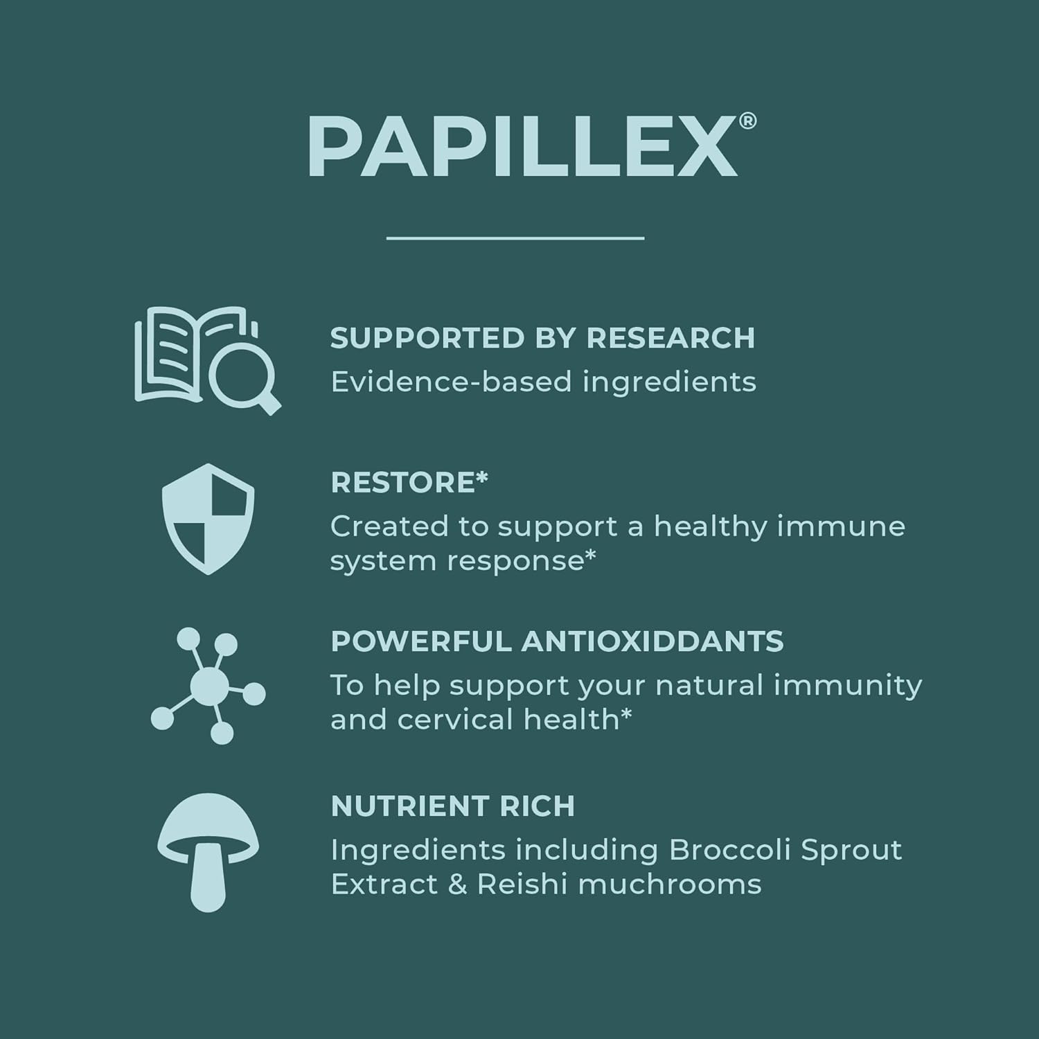 Papillex Dietary Supplement Tablets - Natural Immune Support - Defense Booster - Organic 60 Capsules (6 Pack)