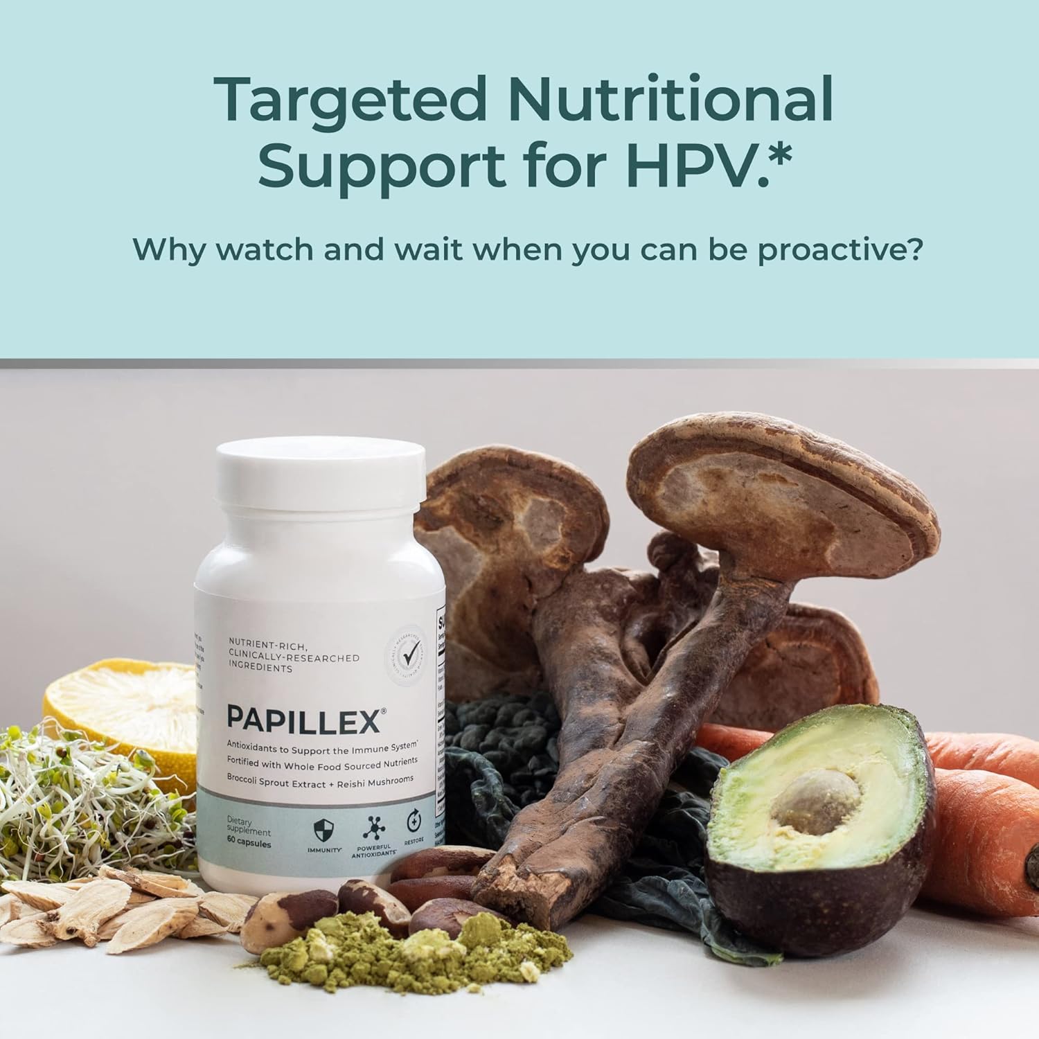 Papillex Dietary Supplement Tablets - Natural Immune Support - Defense Booster - Organic 60 Capsules (6 Pack)