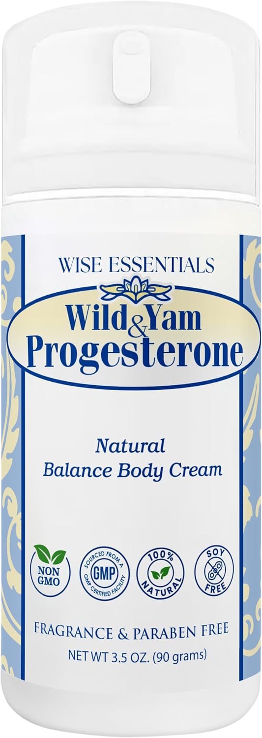 Paraben-Free Wild Yam and Progesterone Cream by Wise Essentials - Non-GMO and Fragrance-Free