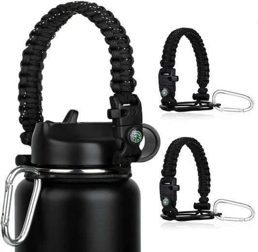 Paracord Handle for Wide Mouth Bottles 12oz-64oz - Durable Water Bottle Strap - Fits Various Sizes - Ideal Bottle Handle