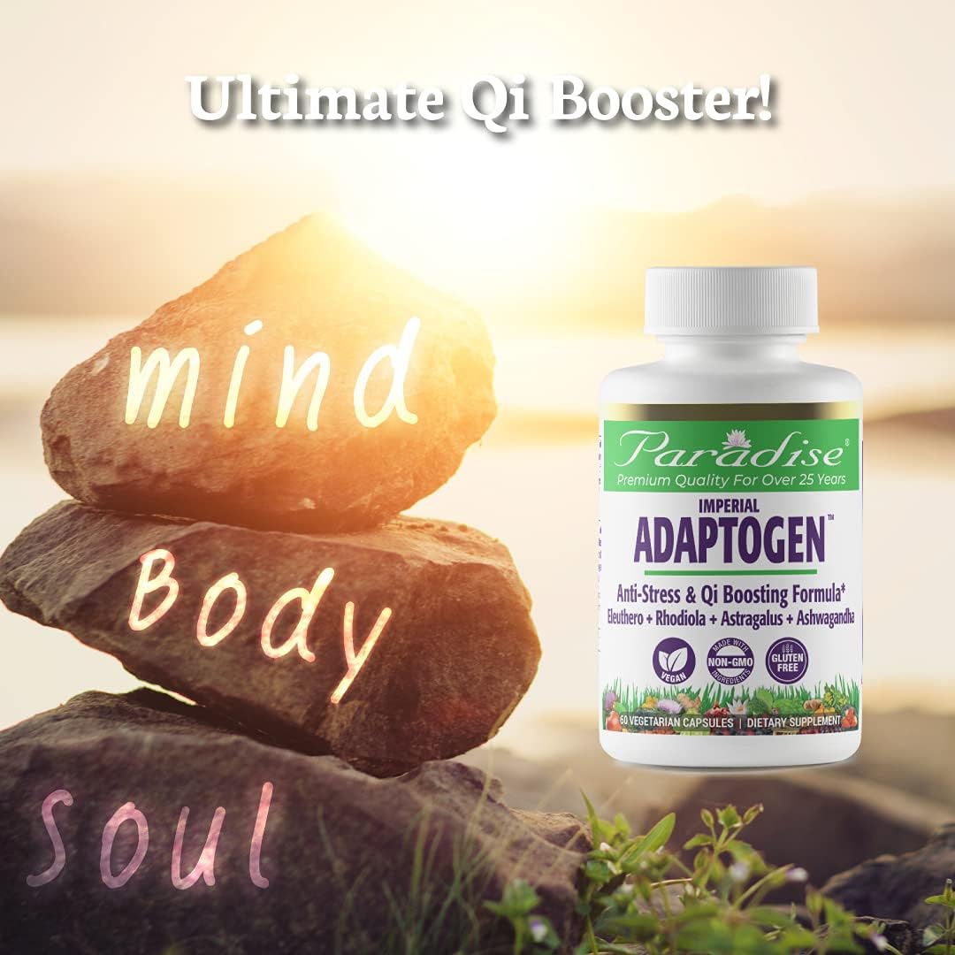 Paradise Herbs Imperial Adaptogens with Ashwagandha, Astragalus, Rhodiola - Stress Support, Focus & Energy - 60ct