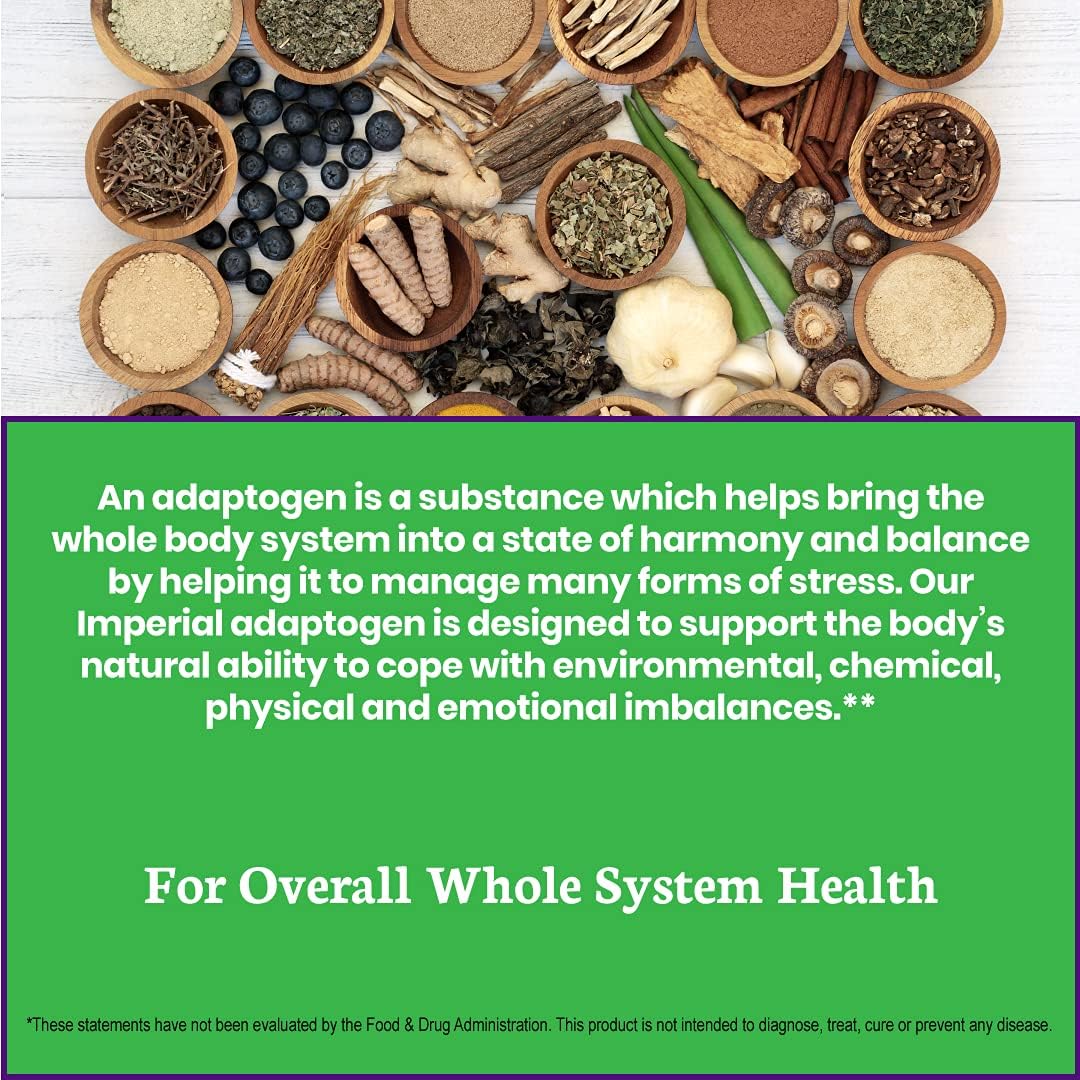 Paradise Herbs Imperial Adaptogens with Ashwagandha, Astragalus, Rhodiola - Stress Support, Focus & Energy - 60ct