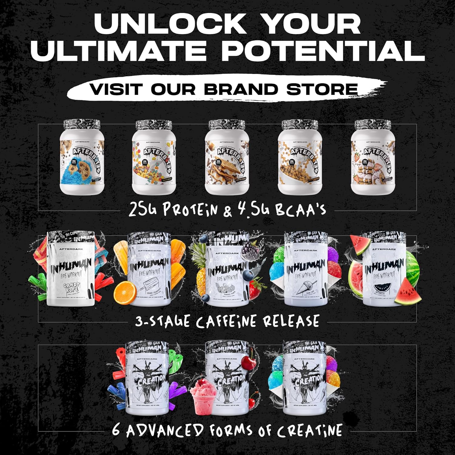 Paradise Punch AFTERDARK INHUMAN Pre-Workout Powder with Enhanced Mind-Muscle Connection and Sustained Energy