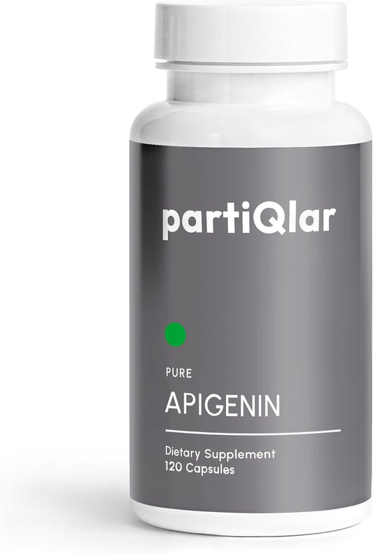 partiQlar Apigenin Capsules - 100mg per Serving, 60 Count - Pure & Stabilized Bioflavonoids for Sleep & Relaxation - Non-GMO Sleep Aid