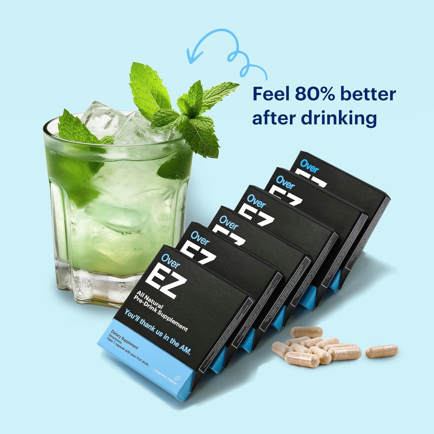 Party Recovery Supplement - Milk Thistle, Amino Acids, Vitamin Bs - 60 Servings