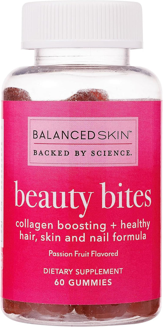 Passion Fruit Flavored Biotin Gummy Vitamins for Hair Growth and Healthy Skin - Collagen Infused Beauty Bites with 6000 mcg Biotin and Vitamins - Balanced Skin Supplement