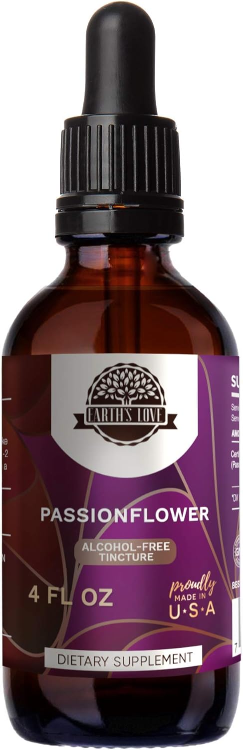 Passionflower Alcohol-Free Tincture - Super-Concentrated Herbal Extract (4 Fl Oz) by HerbEra Earth's Love