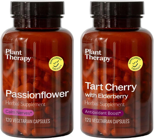 Passionflower, Tart Cherry, and Elderberry Herbal Supplement Capsules by Plant Therapy
