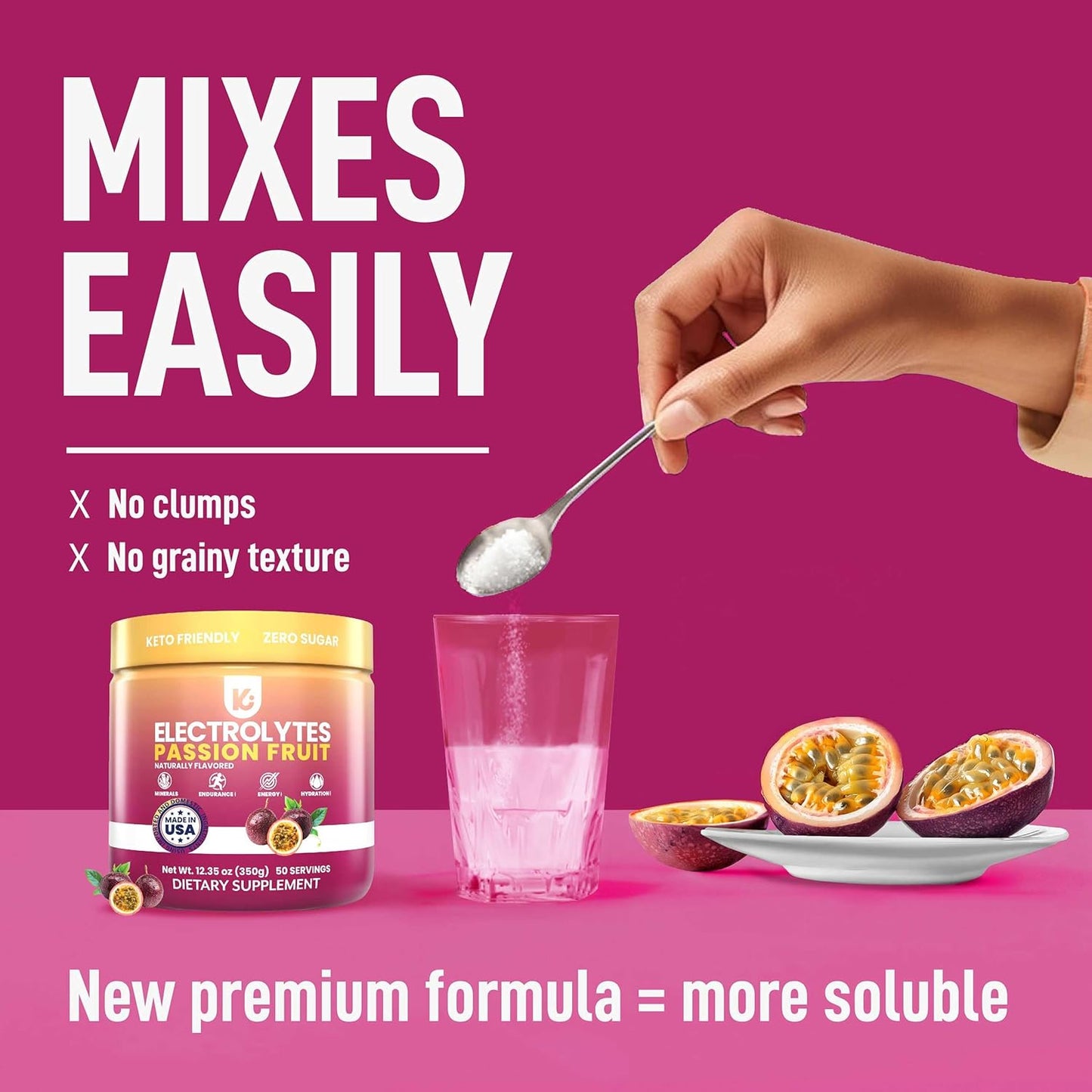 Passionfruit Keto Electrolyte Powder - Sugar-Free Hydration - Sips Like Sunshine - Keto-Friendly Electrolytes