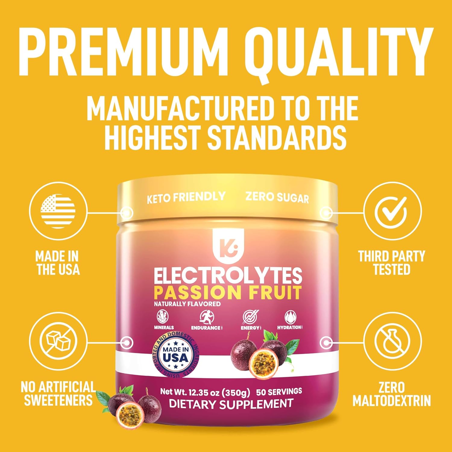 Passionfruit Keto Electrolyte Powder - Sugar-Free Hydration - Sips Like Sunshine - Keto-Friendly Electrolytes