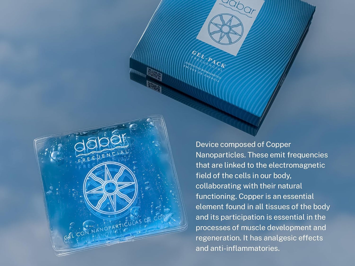 Patagonia Ormus Dabar Frecuencial Gel Pack with Monoatomic Gold and Copper Nanoparticles for Muscle Health and Relaxation