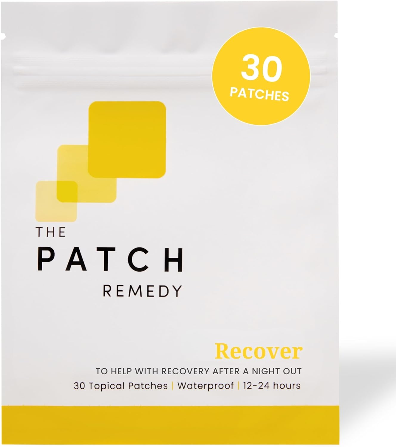 Patch Remedy Recover Patch - 30 Topical Patches with Glutathione & Milk Thistle for Pre & Post Party Recovery