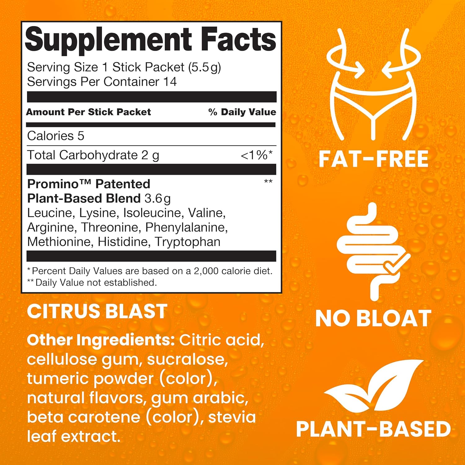 Patented EAA Muscle Building Drink Sticks - 11x Better Than Whey Protein, Citrus Blast Flavor, 14 Count