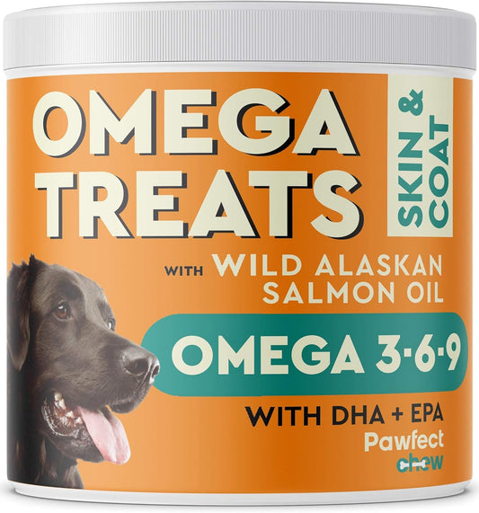 PAWFECTCHEW Alaskan Salmon Oil Chews for Dogs - Omega 3 Allergy Relief - Joint & Skin Health - EPA & DHA Fatty Acids - Itch & Shedding Relief