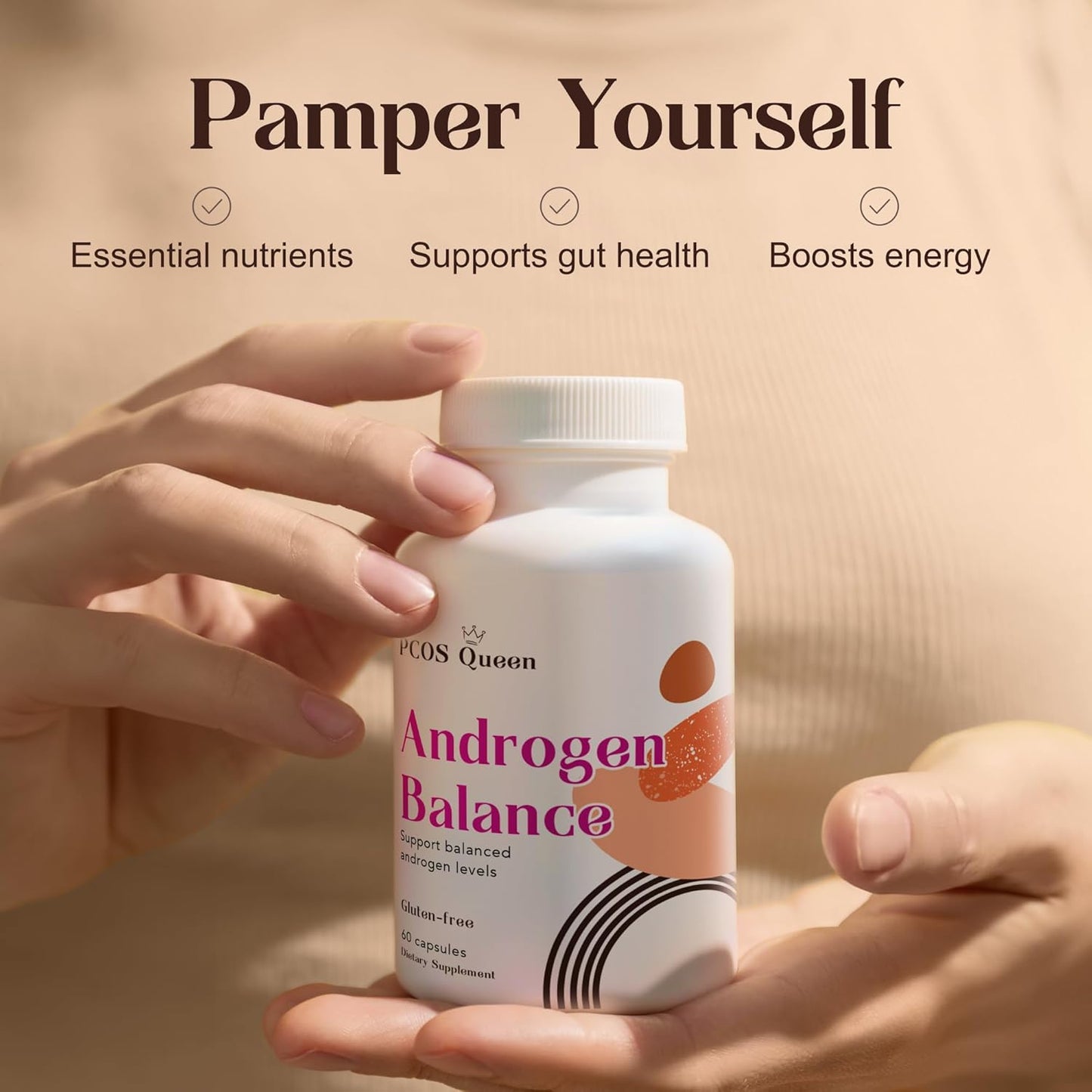 PCOS Queen Androgen Balance Supplement - Hormone Balancing for Women - Supports Hair Growth, Fertility - 3 Bottles