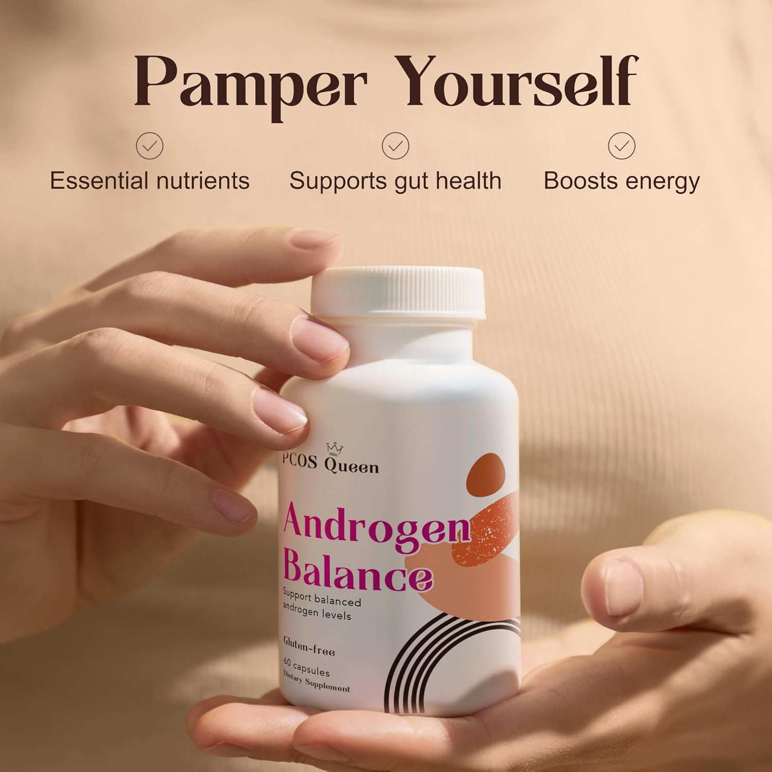 PCOS Queen Androgen Balance Supplement - Hormone Balancing for Women - Supports Hair Growth, Fertility - 3 Bottles