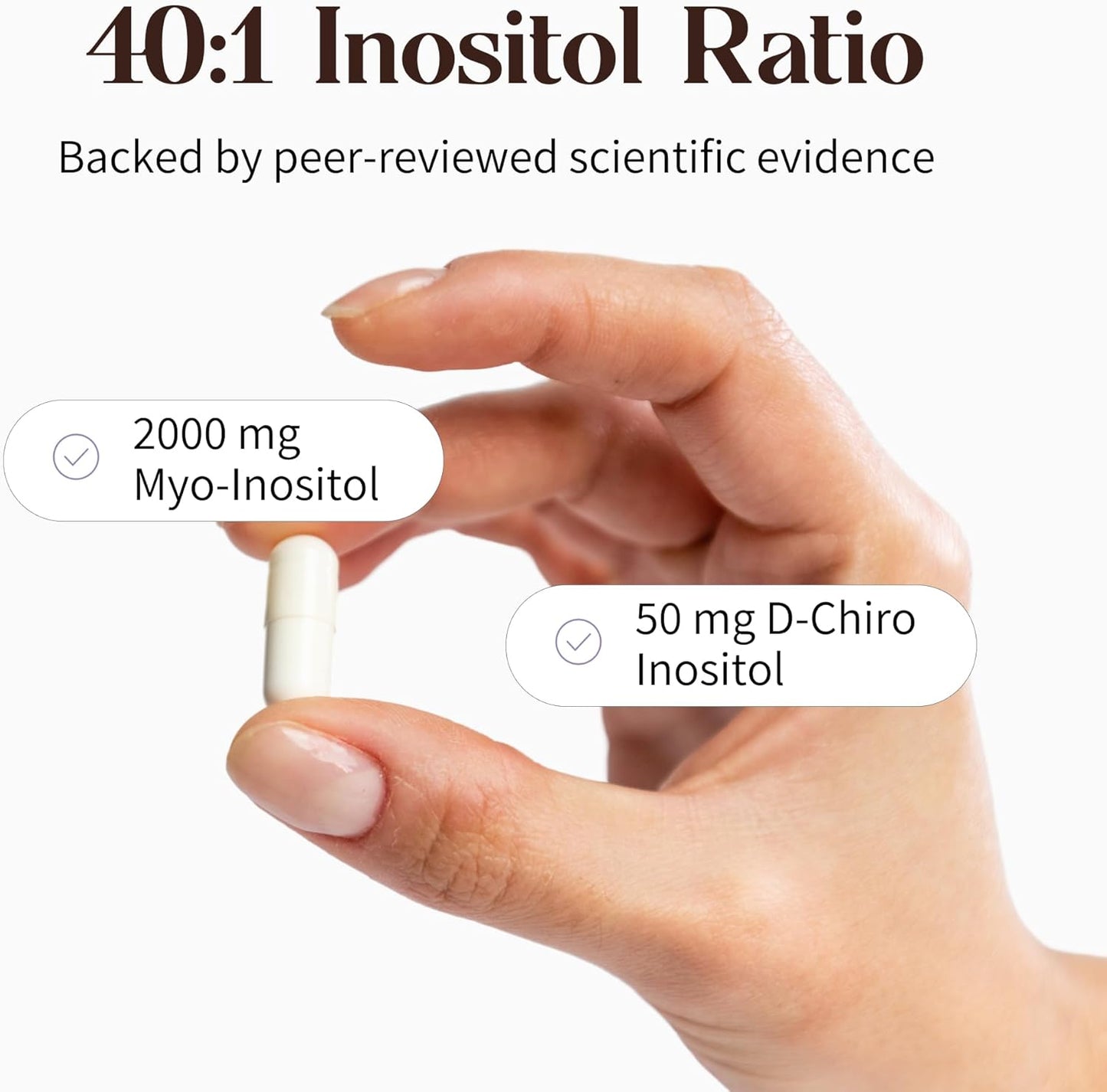 PCOS Queen Pure Inositol Supplement 40:1 Ratio - Myo + D-Chiro for Women's Fertility, Skin, & Menstrual Health - 1 Bottle